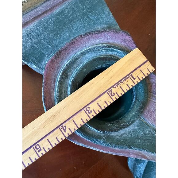 Vintage Wall Sconce Corbel Shelf solid wood Mexico blue burgundy 11x5” drape - Picture 7 of 16
